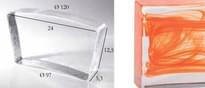 Плитка S.Anselmo Glass Bricks Cloud Orange Segmento Corona 1/16 12.5x24 см, поверхность глянец