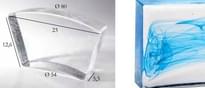 Плитка S.Anselmo Glass Bricks Cloud Sky Blue Segmento Corona 1/10 12.6x23 см, поверхность глянец