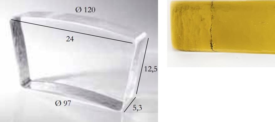 S.Anselmo Glass Bricks Golden Amber Segmento Corona 1/16 12.5x24