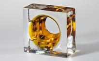 Плитка S.Anselmo Glass Bricks Golden Amber With Hole 11.6x12.1 см, поверхность глянец