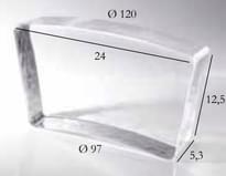 Плитка S.Anselmo Glass Bricks Neutral Segmento Corona 1/16 12.5x24 см, поверхность глянец