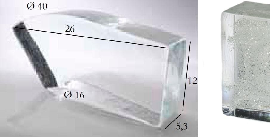 S.Anselmo Glass Bricks Silver Glitter Left Cornerbrick 11x22