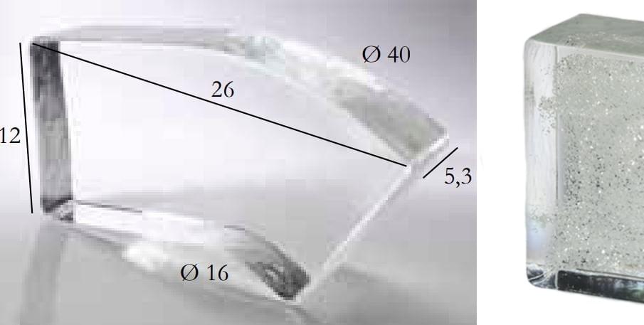 S.Anselmo Glass Bricks Silver Glitter Right Cornerbrick 11x22