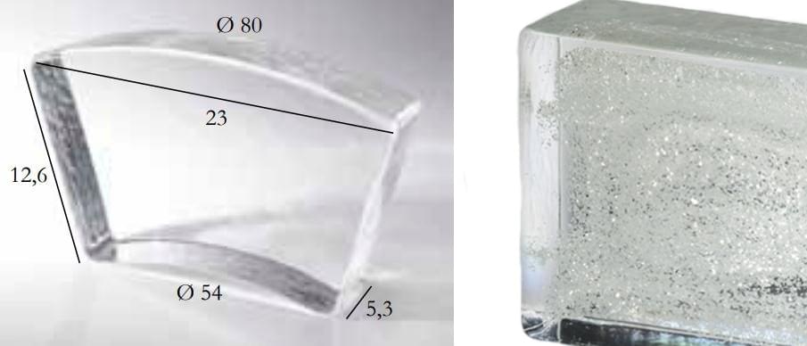 S.Anselmo Glass Bricks Silver Glitter Segmento Corona 1/10 12.6x23