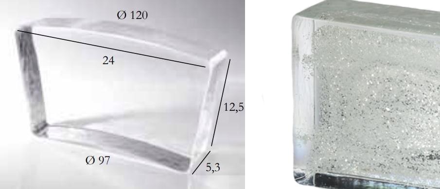 S.Anselmo Glass Bricks Silver Glitter Segmento Corona 1/16 12.5x24