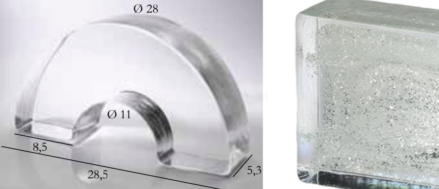 S.Anselmo Glass Bricks Silver Glitter Segmento Corona 1/2 8.5x28.5