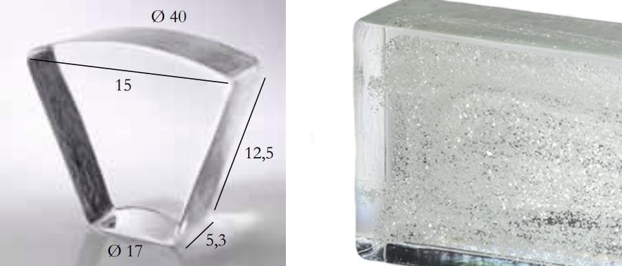 S.Anselmo Glass Bricks Silver Glitter Segmento Corona 1/8 12.5x15