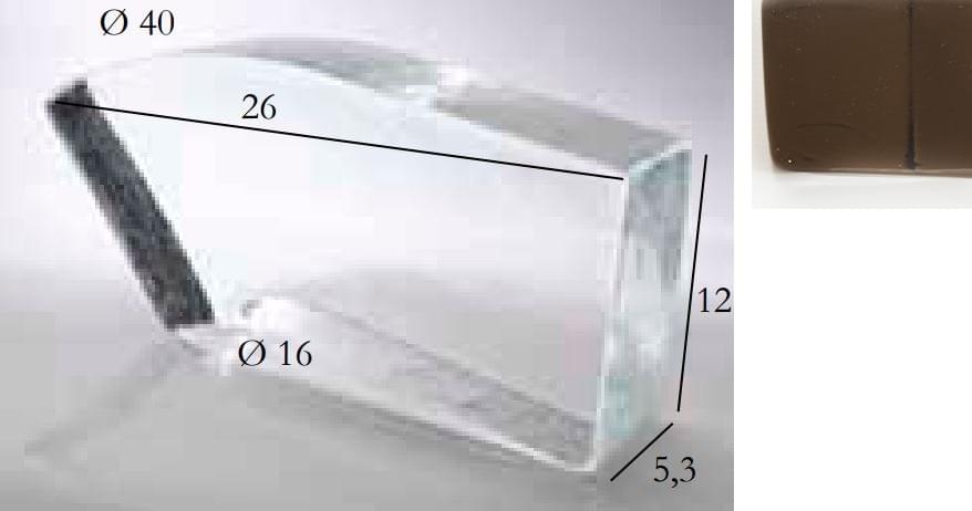 S.Anselmo Glass Bricks Smoky Quartz Left Cornerbrick 11x22