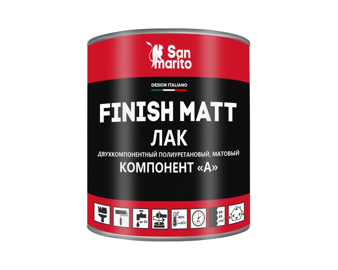 San Marito Финишные Покрытия Finish Mat Двухкомпонентный 1.1 л полиуретан лак поверхность