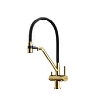 Плитка Sancos Dora Смеситель для кухни DORA с гибким изливом цвет брашированное золото/черный PVD покрытие поверхность брашированная