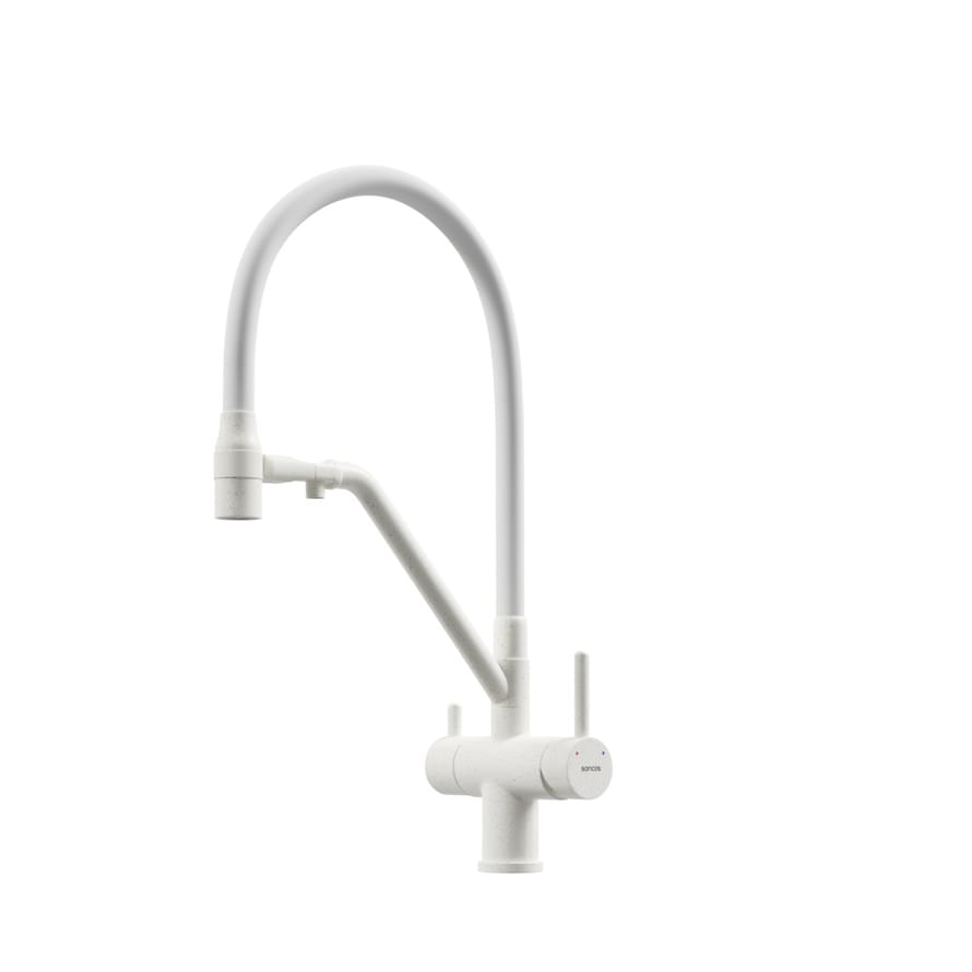 Плитка Sancos Dora Смеситель для кухни DORA с гибким изливом цвет матовый белый/белый  поверхность матовая