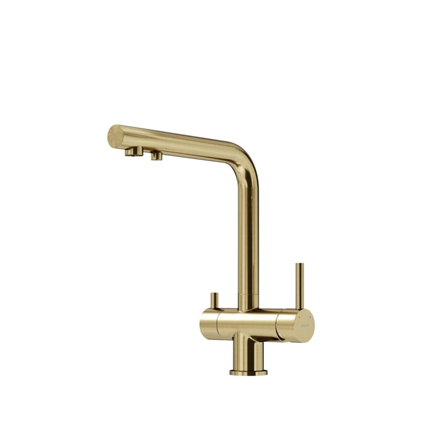 Плитка Sancos Foster Смеситель для кухни FOSTER с краном для фильтра брашированное золото  поверхность брашированная