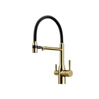 Плитка Sancos Garda Смеситель для кухни GARDA с гибким изливом цвет брашированное золото/черный PVD покрытие поверхность брашированная
