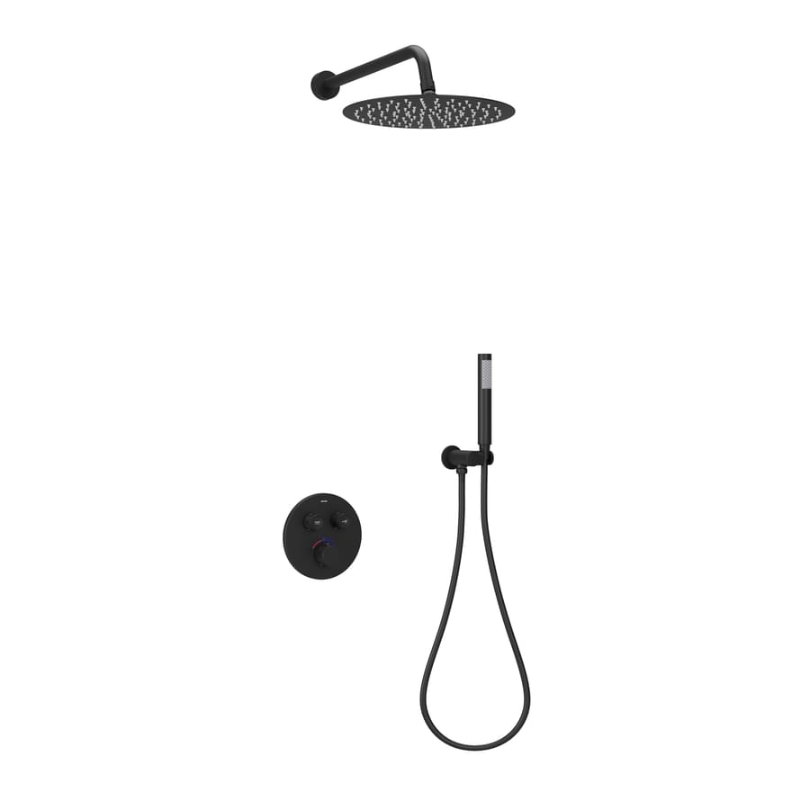Плитка Sancos Link Душевой комплект LINK встраиваемый c термостатическим смесителем цвет черный матовый  поверхность матовая