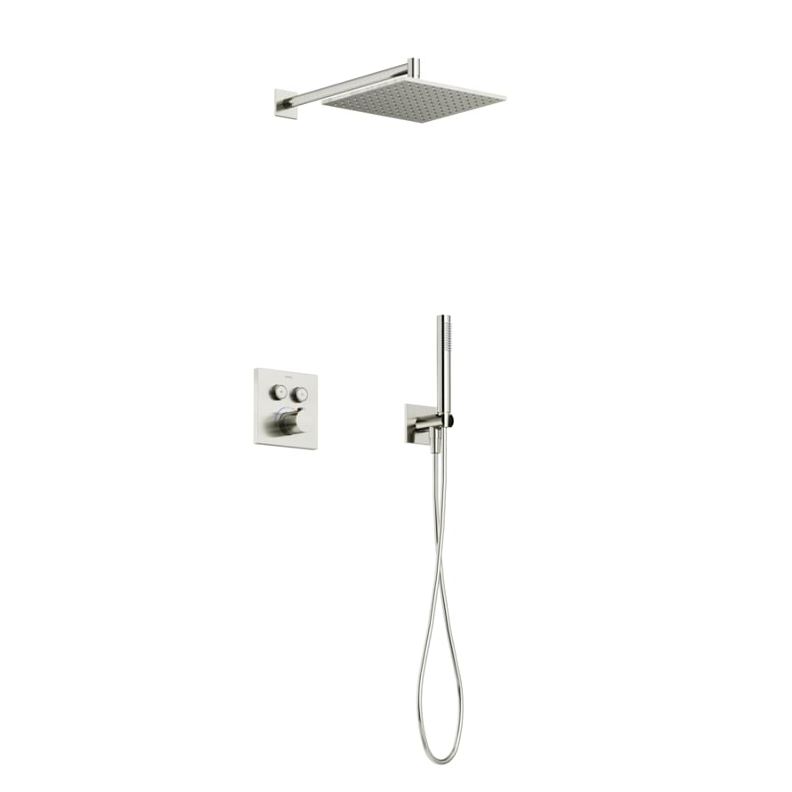 Плитка Sancos Linn Душевой комплект с термостатом LINN с внутренней частью брашированный никель  поверхность брашированная