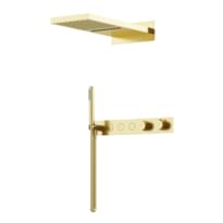 Плитка Sancos Linn Душевой комплект с термостатом LINN с внутренней частью душ каскад брашированное золото поверхность брашированная