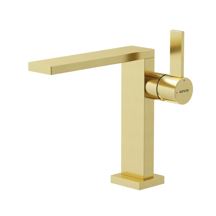 Плитка Sancos Linn Смеситель для раковины LINN брашированное золото  поверхность брашированная