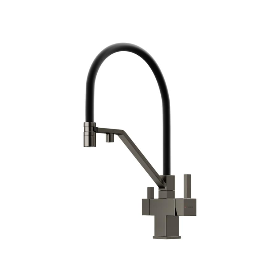 Плитка Sancos Loro Смеситель для кухни LORO с гибким изливом цвет вороненая сталь/черный поверхность брашированная