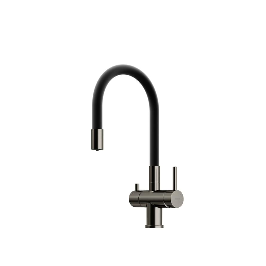 Плитка Sancos Lucia Смеситель для кухни LUCIA с гибким изливом цвет вороненая сталь/черный  поверхность брашированная