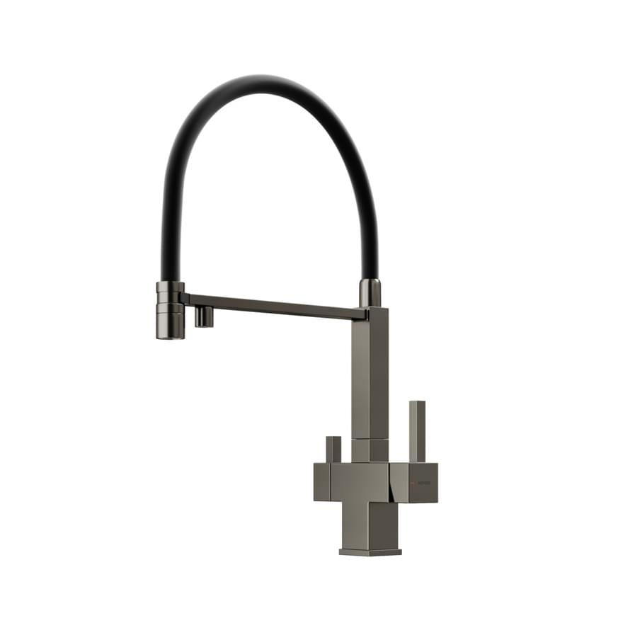 Плитка Sancos Moro Смеситель для кухни MORO с гибким изливом цвет вороненая сталь/черный  поверхность брашированная
