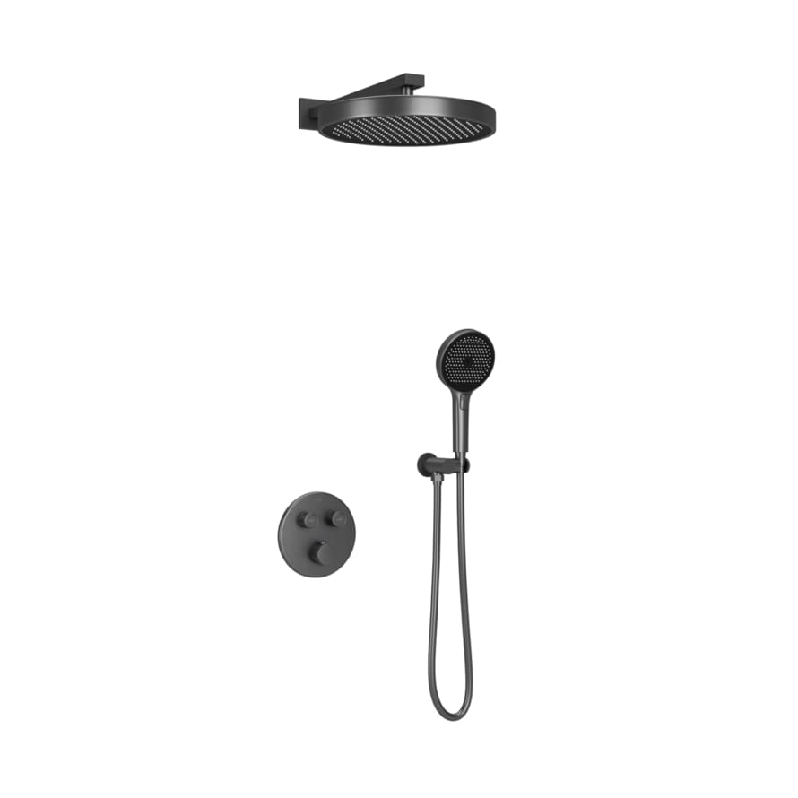 Плитка Sancos Space Душевой комплект SPACE встраиваемый c термостатическим смесителем цвет вороненая сталь  поверхность брашированная