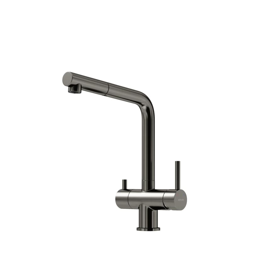 Плитка Sancos Spin Смеситель для кухни SPIN с вытяжным изливом краном для фильтра вороненая сталь  поверхность брашированная