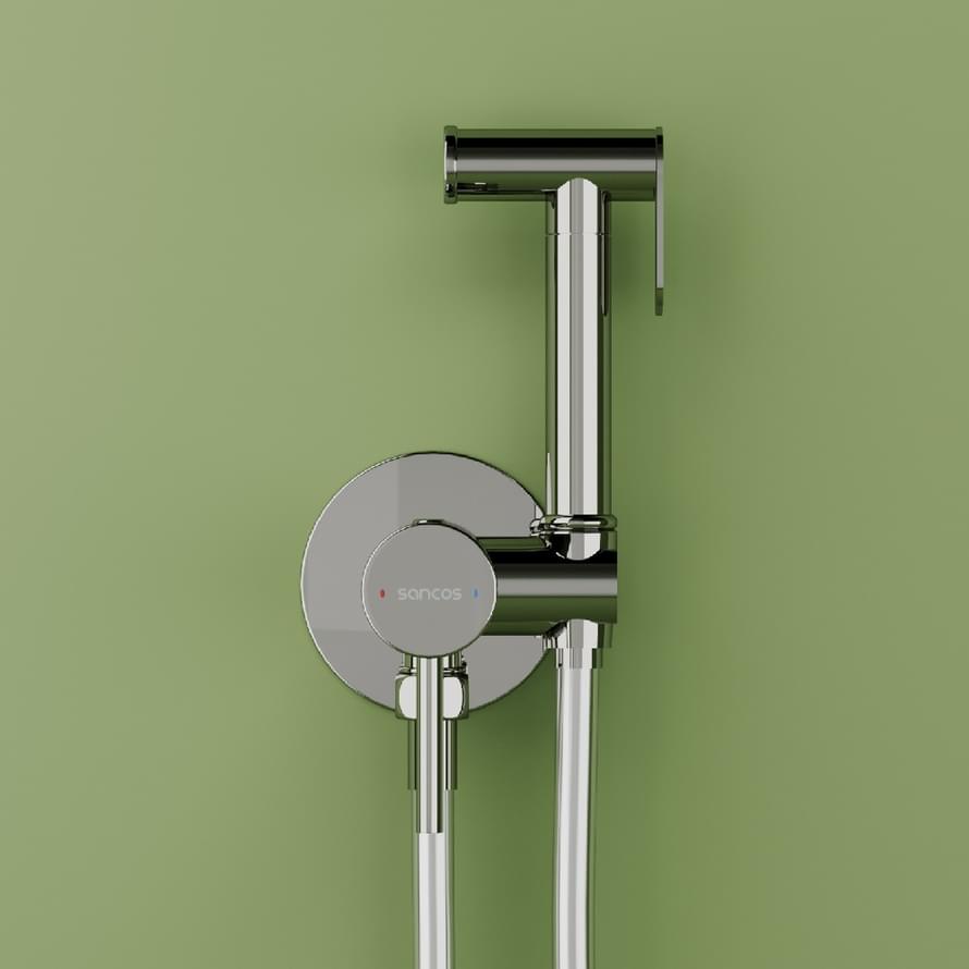Плитка Sancos Start Гигиенический душ START со смесителем хром  поверхность глянец