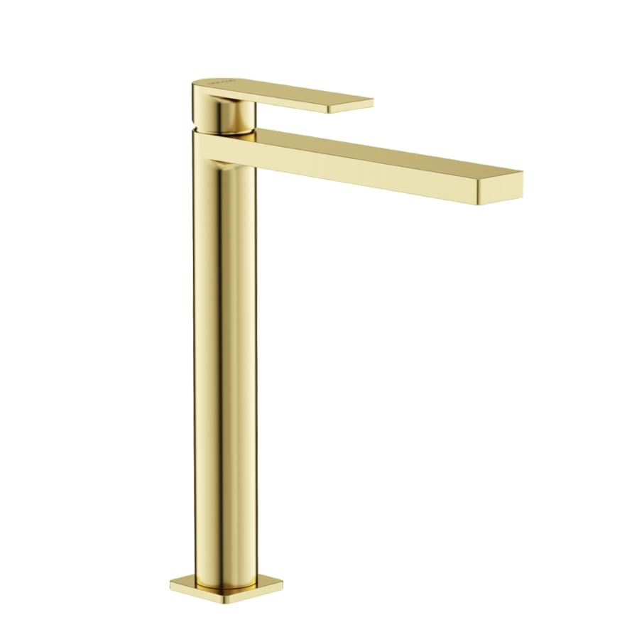 Плитка Sancos Studio Смеситель для раковины STUDIO высокий брашированное золото  поверхность брашированная