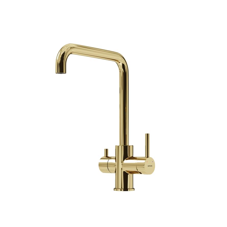 Плитка Sancos Vela Смеситель для кухни VELA с краном для фильтра полированное золото  поверхность глянец