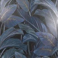 Плитка Serenissima Cir Showall Black Leaf Rett 120x120 см, поверхность матовая, рельефная