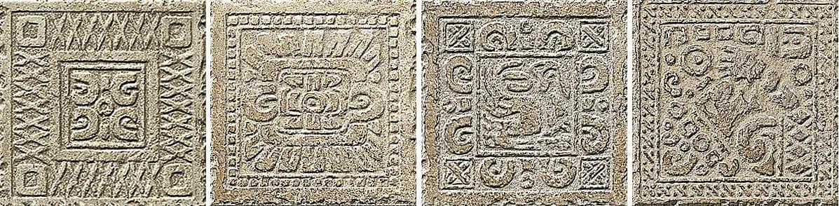 Settecento Maya Azteca Inserto Bruno Set 4 Pezzi 32.6x32.6