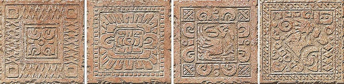 Settecento Maya Azteca Inserto Granato Set 4 Pezzi 32.6x32.6