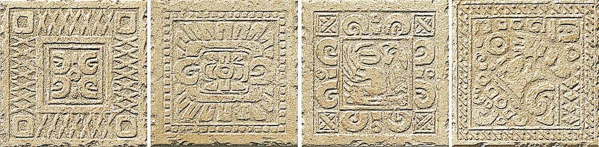 Settecento Maya Azteca Inserto Sabbia Set 4 Pezzi 32.6x32.6
