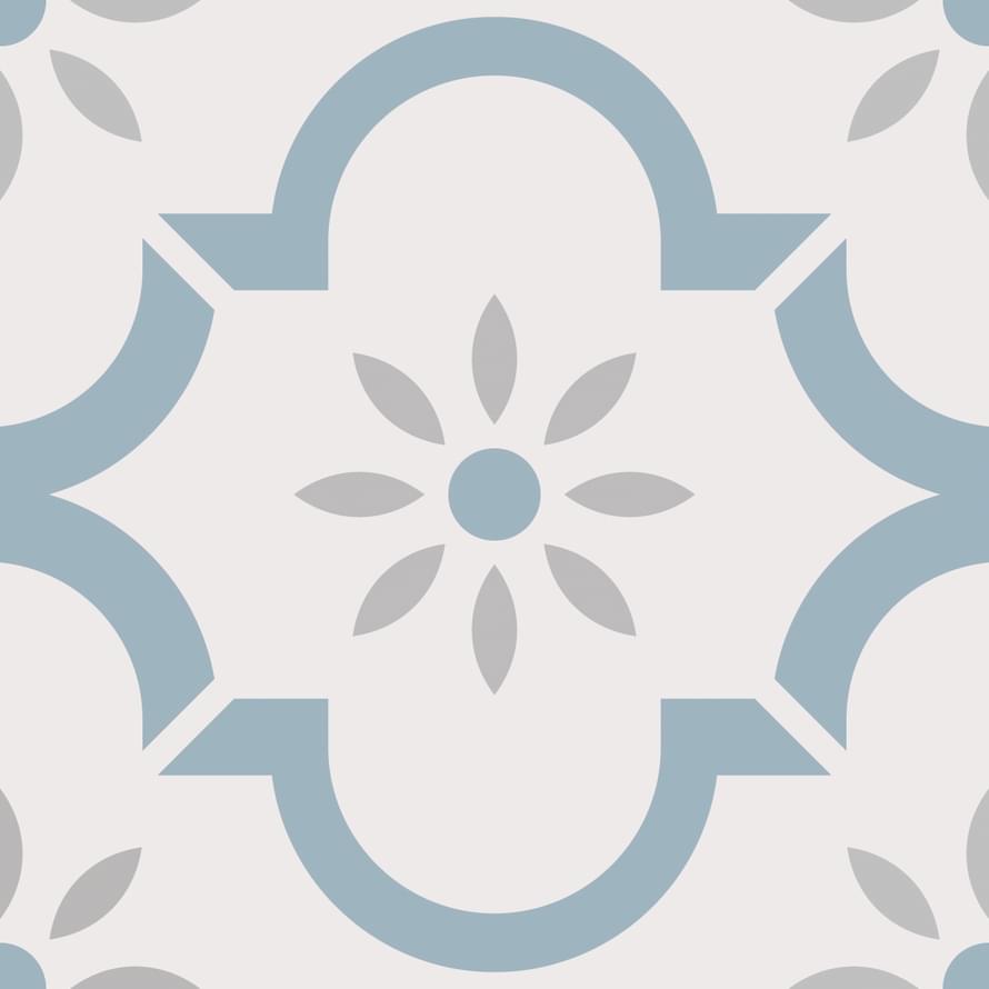Плитка Smile Tile Эклектика Арабески Голубой 20x20 см, поверхность матовая