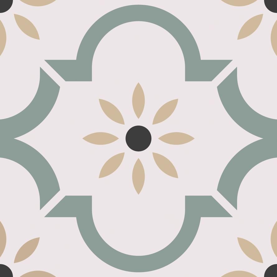 Плитка Smile Tile Эклектика Арабески Зеленый 20x20 см, поверхность матовая