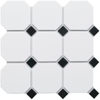 Плитка Starmosaic Mosaic Octagon Big White-Black Matt 30x30 см, поверхность матовая