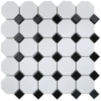 Плитка Starmosaic Mosaic Octagon Small White-Black Matt 29.5x29.5 см, поверхность матовая