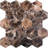Плитка Starmosaic Wild Stone Mosaic Hexagon Dark Emperador Polished 63X63 26x28.2 см, поверхность полированная