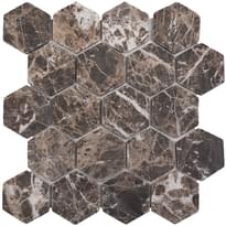Плитка Starmosaic Wild Stone Mosaic Hexagon Dark Emperador Tumbled 26x28.2 см, поверхность матовая
