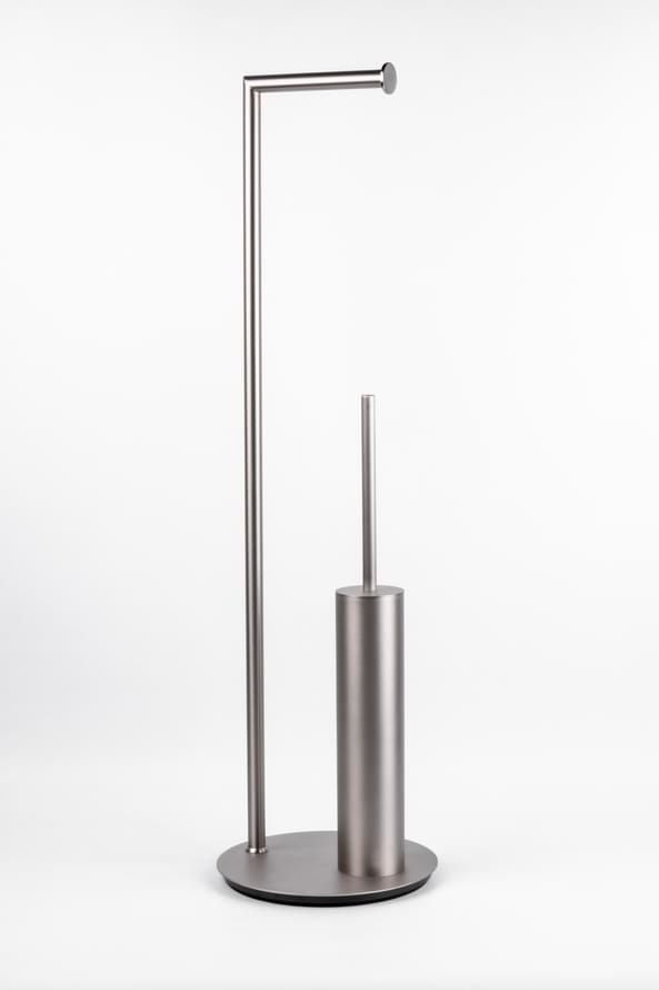 Плитка System Вне Коллекций Стойка с держателем для туалетной бумаги и ершиком круглая никель  поверхность матовая