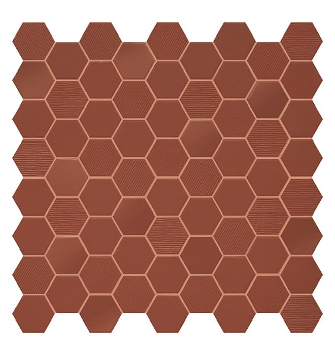 Terratinta Hexa Rusty Red Mosaic Mix Matt Glossy Fabric 31.6x31.6