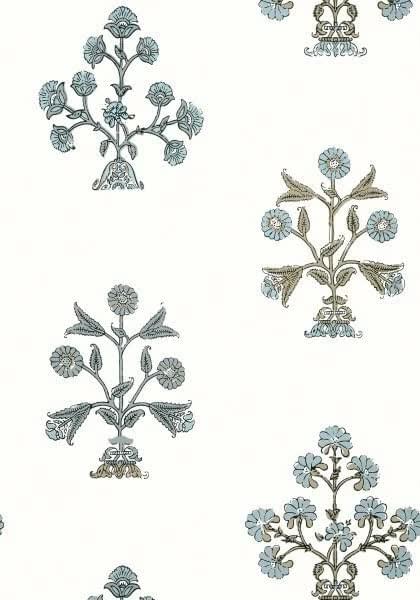 Thibaut Ceylon Indian Flower Spa Blue 8.23x68.58