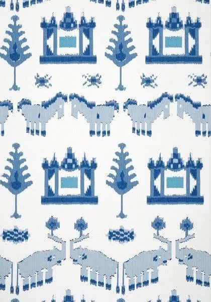 Thibaut Ceylon Kingdom Parade Blue And White 8.23x68.58 Thibaut Ceylon Kingdom Parade Blue And White 8.23x68.58