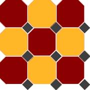Плитка TopCer Octagon 4420/21 Oct14-A Brick Red 20 Ochre Yellow 20 Octagon/Black 14 Dots 30x30 см, поверхность матовая