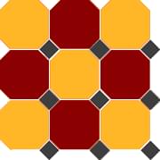 Плитка TopCer Octagon 4421/20 Oct14-B Brick Red 20 Ochre Yellow 20 Octagon/Black 14 Dots 30x30 см, поверхность матовая