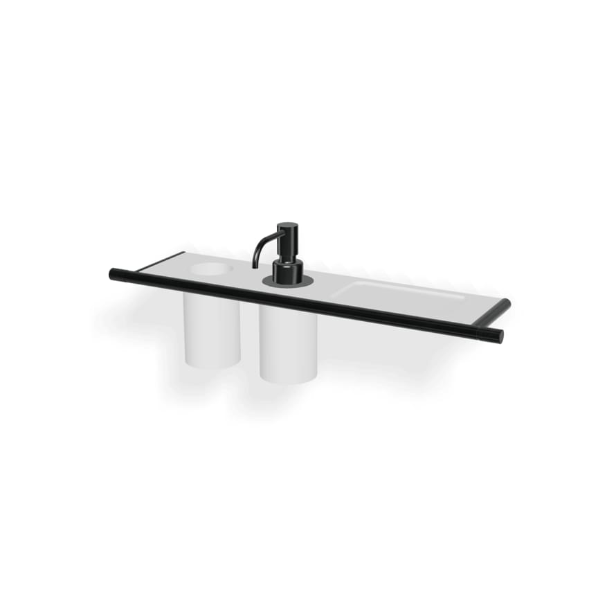 Плитка Treemme 22mm Полка со стаканом и дозатором жидкого мыла 22mm оружейная сталь  поверхность брашированная