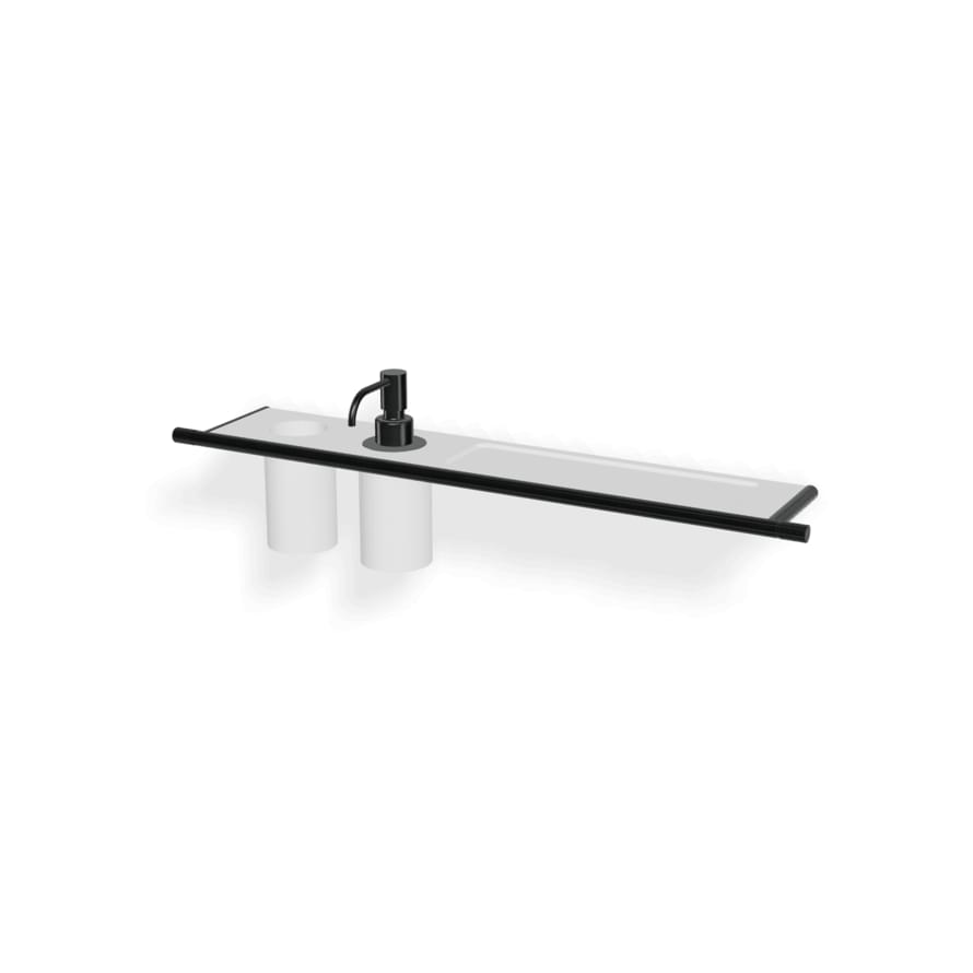 Плитка Treemme 22mm Полка со стаканом и дозатором жидкого мыла 22mm. оружейная сталь  поверхность брашированная