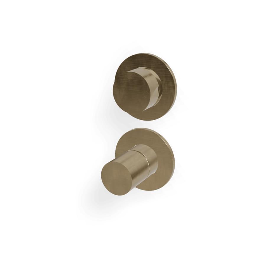 Плитка Treemme 28mm Внешняя часть смесителя для душа 28MM на 2 потребителя раздельный желтое золото  поверхность брашированная