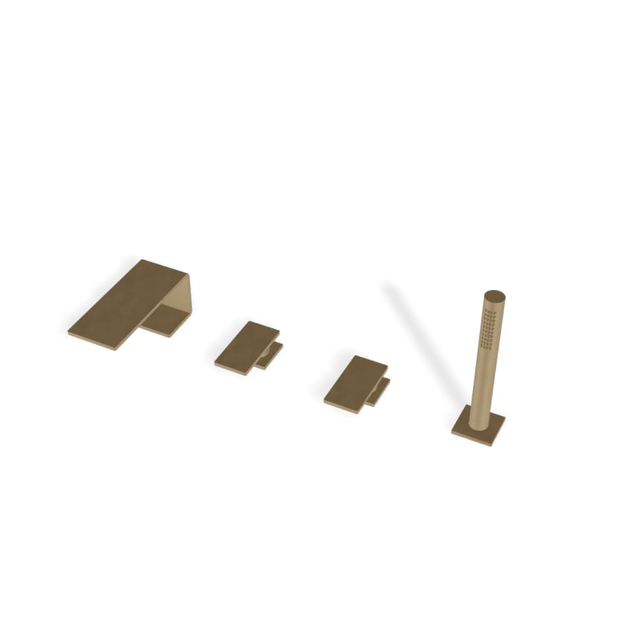 Плитка Treemme 5mm Смеситель на борт ванны 5mm на 4 отверстия желтое золото PVD  поверхность брашированная
