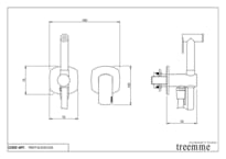 Плитка Treemme Albatros Внешняя часть смесителя с гигиеническим душем ALBATROS черный хром полированный поверхность полированная